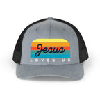 Jesus Loves Us Retro Trucker Hat