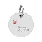 Engravable Birthstone Circle Charm — Personalized Sterling Pendant