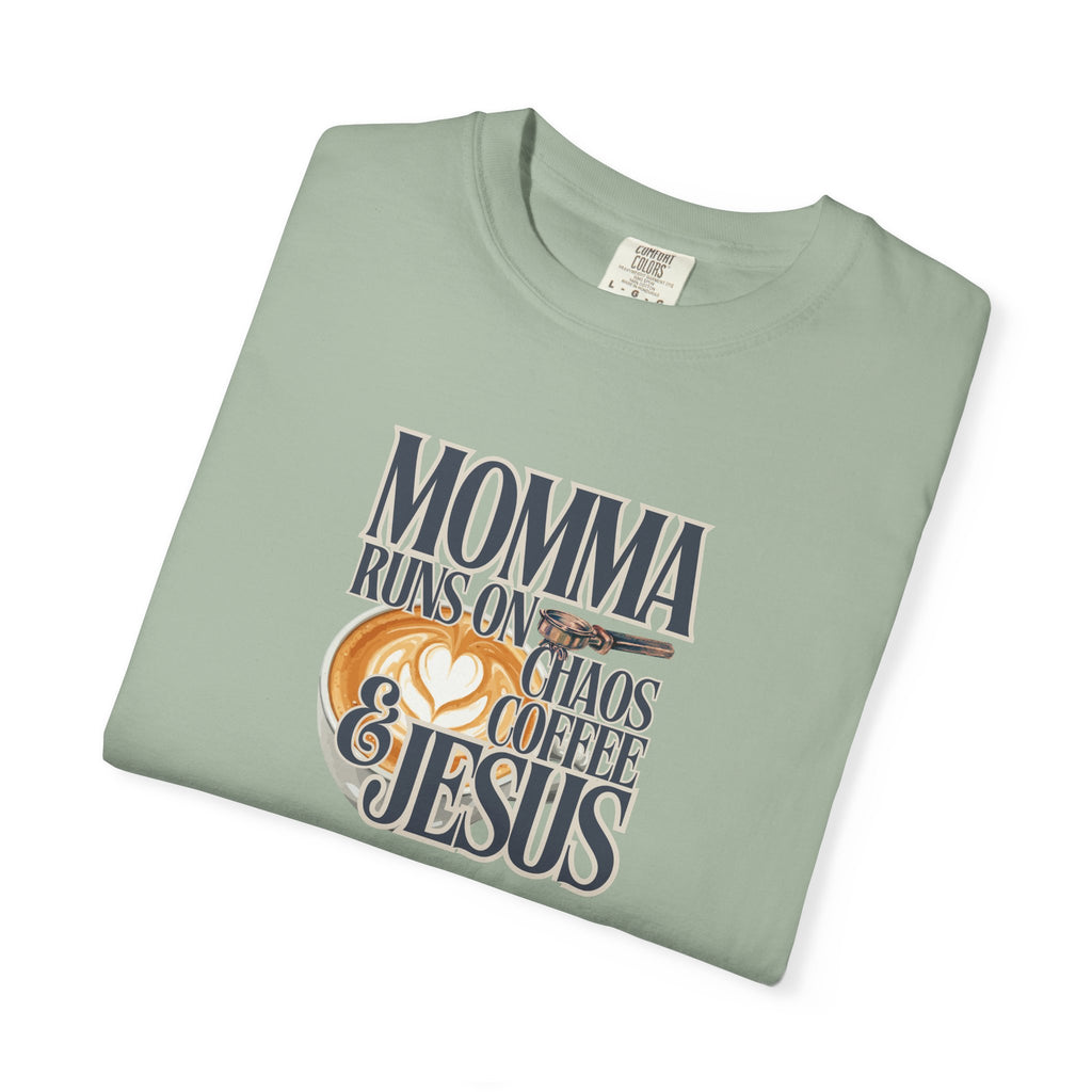 Momma Runs on Coffee Chaos & Jesus 2.0 T-Shirt