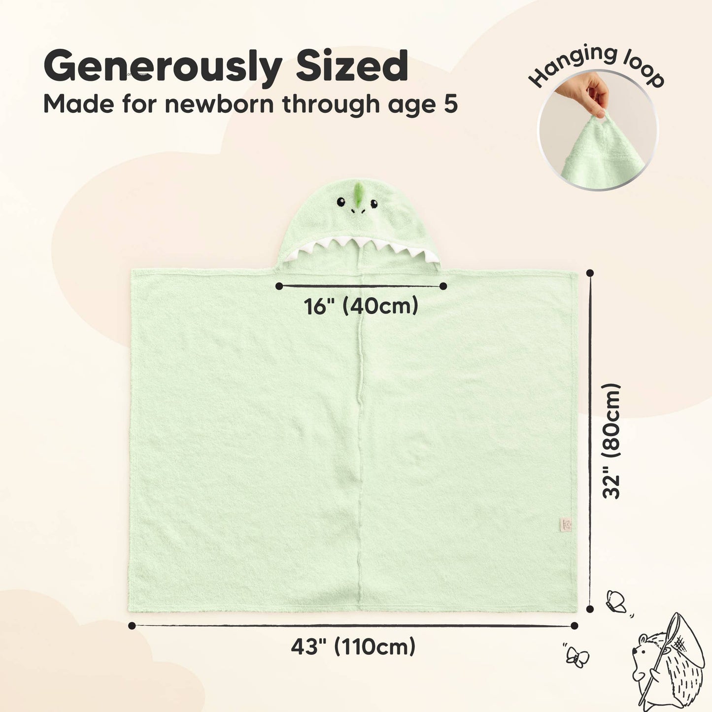 Dino Hooded Baby Bath Towel