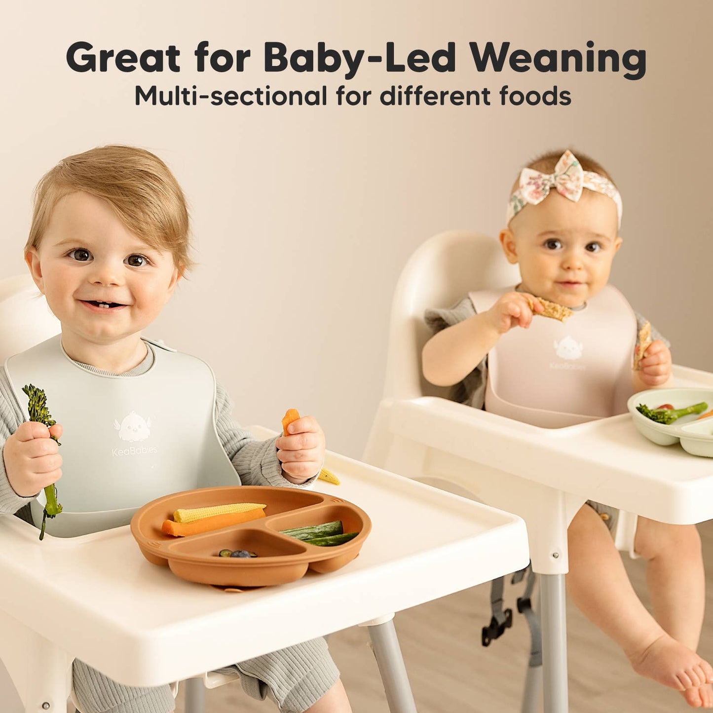 3-Pack Easy Care Suction Plates for Baby, BPA-Free Silicone Plate